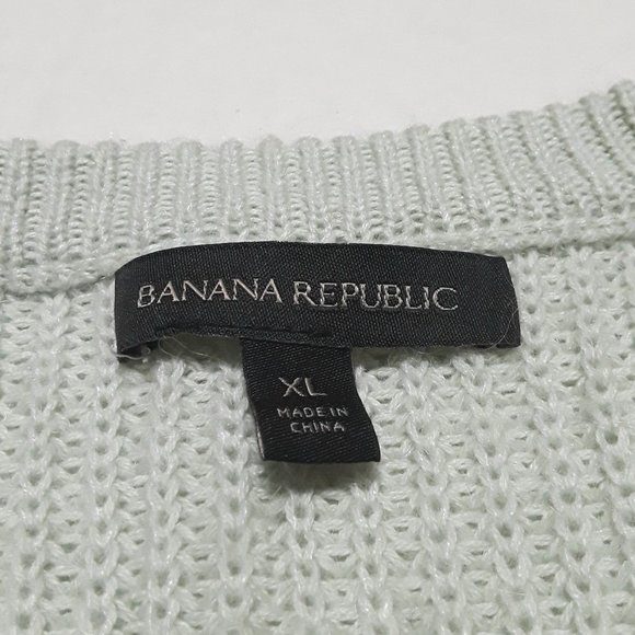 Banana Republic Wool Blend Popover Knit Sweater Butterfly Front Dusty Aqua XL - Picture 6 of 13